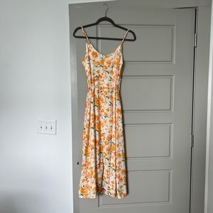 Orange midi floral dress - size small